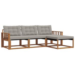 vidaXL Zunanja garnitura za sedenje 4 pcs Naravna in svetlo siva