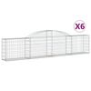 vidaXL Obokana gabionska ko&scaron;ara 6 kosov 300x30x60/80 cm cinkano železo