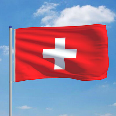 vidaXL Zastava Švice in aluminijast zastavni drog 6 m