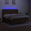 vidaXL Box spring postelja z vzmetnico LED temno rjava 160x200cm blago