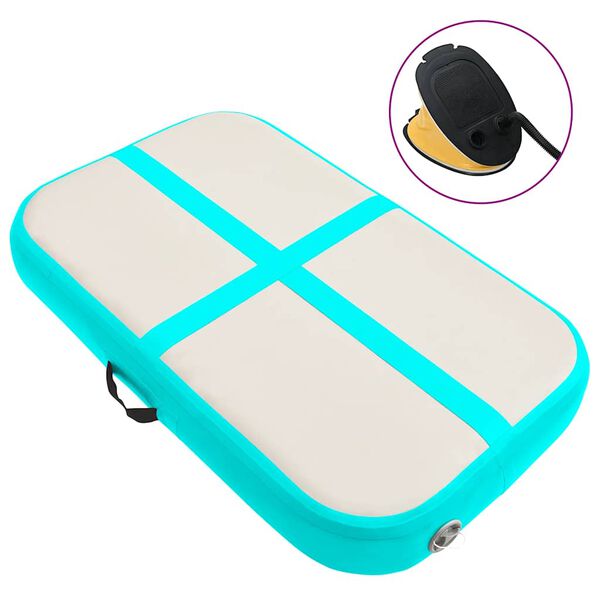 vidaXL Napihljiva gimnastična podloga s tlačilko 60x100x20 cm zelena