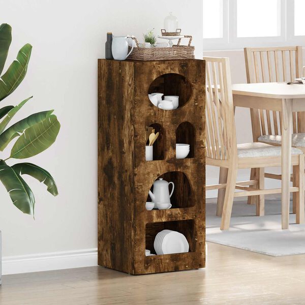 vidaXL Strani &scaron;al Dimljeni oreh 40 x 35 x 100,5 cm Konstruiran les