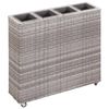vidaXL Visoko cvetlično korito s 4 lonci 80x22x79 cm poli ratan sivo