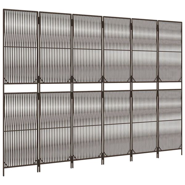 vidaXL Pregrada za sobo 6 plo&scaron;č rjav poli ratan