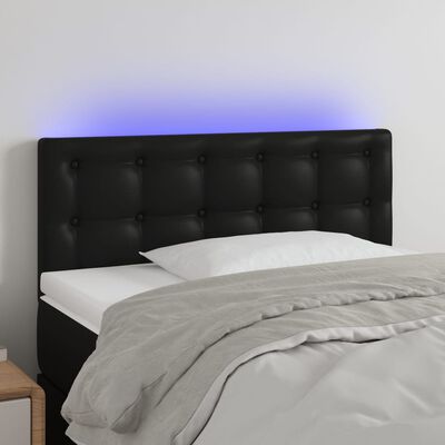 vidaXL LED posteljno vzglavje črno 80x5x78/88 cm umetno usnje