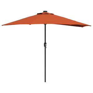 vidaXL Vrtni dežnik 294 x 150 x 224 cm Poliester in jeklo Terakota