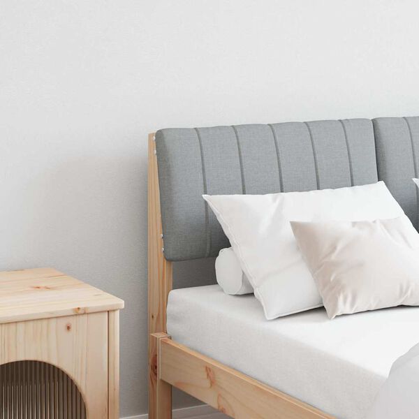 vidaXL Tapecirano vzglavje Svetlo siva 120 cm Masivno borovo les