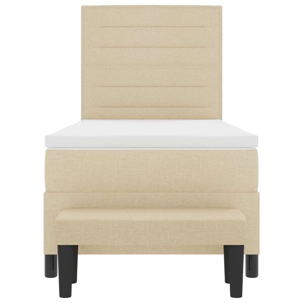 vidaXL Postelja z vzmetnico z vzmetnico krema 80 x 200 cm blago