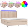 vidaXL Box spring postelja vzmetnico LED kapučino 180x200 cm um. usnje