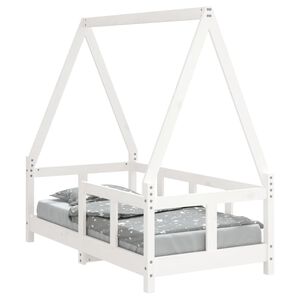 vidaXL Otro&scaron;ki posteljni okvir bel 70x140 cm trdna borovina