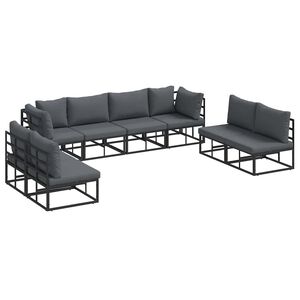 vidaXL Vrtna sedežna garnitura 8 kos Črna Aluminij