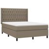 vidaXL Box spring postelja z vzmetnico LED taupe 140x190 cm blago