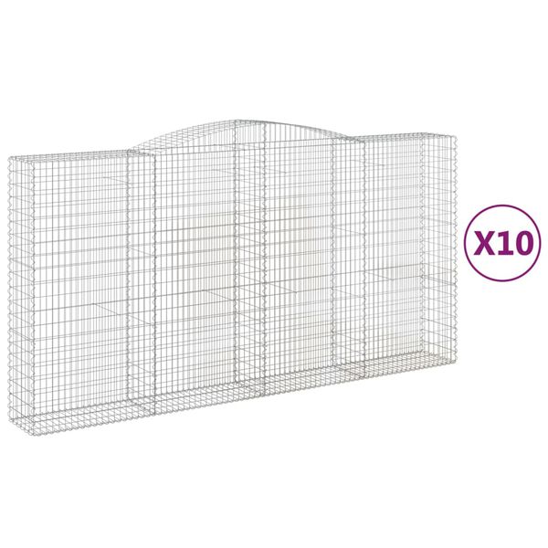 vidaXL Obokane gabion košare 10 kosa 400x50x200/220cm pocinkano železo