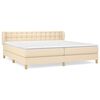 vidaXL Box spring postelja z vzmetnico krem 200x200 cm blago