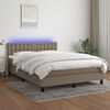 vidaXL Box spring postelja z vzmetnico LED taupe 140x190 cm blago