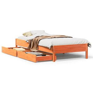 vidaXL Posteljni okvir brez vzmetnice vo&scaron;čeno rjav 75x190 cm borovina