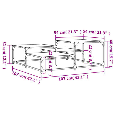 vidaXL Klubska mizica rjavi hrast 107x107x40 cm inženirski les