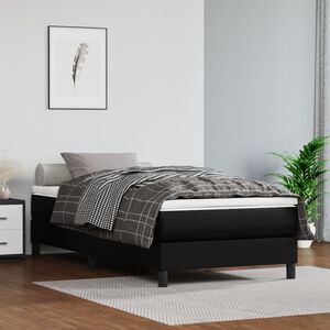 vidaXL Vzmetnica z žepkasto vzmetjo srednje trdote črna 90x200x20 cm umetno usnje