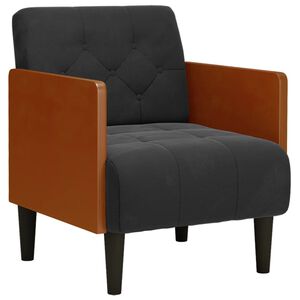 vidaXL Kavč z nasloni za roke črne barve 55 cm žamet