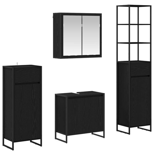 vidaXL Komplet pohi&scaron;tva za kopalnico Črna Orehovina Konstruiran les