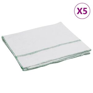 vidaXL Krpe za či&scaron;čenje 5 kosov bele z zelenimi črtami 50x60 cm