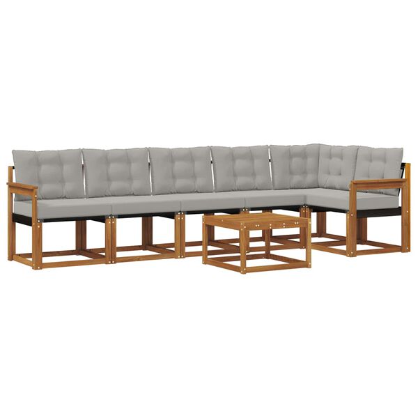 vidaXL Zunanja garnitura za sedenje 7 pcs Naravna in svetlo siva