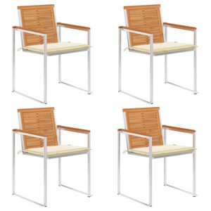 vidaXL Vrtni stoli 4 kosi z blazinami trden akacijev les