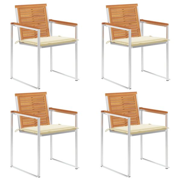 vidaXL Vrtni stoli 4 kosi z blazinami trden akacijev les