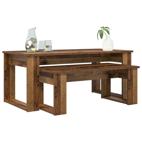 vidaXL Set kavno mizico 2 pcs Star les Konstruiran les