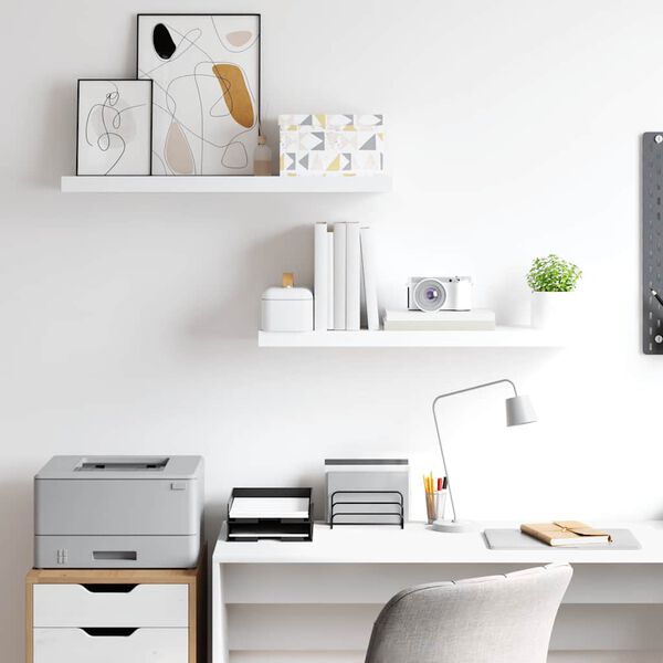 vidaXL Stenske police 2 kosa bele 80x23,5x3,8 cm MDF