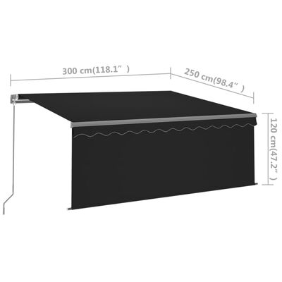 vidaXL Ročno zložljiva tenda s senčilom 3x2,5 m antracitna