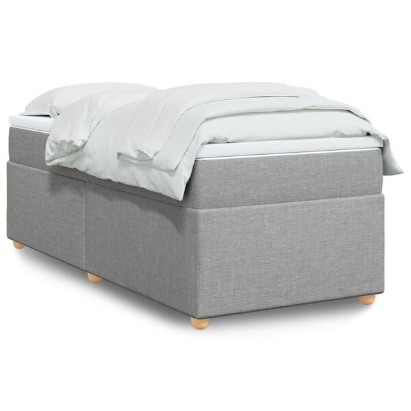 vidaXL Box spring postelja z vzmetnico svetlo siva 90x200 cm blago