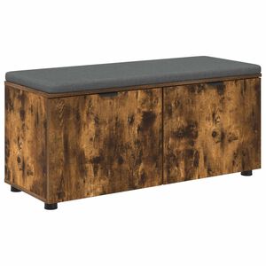 vidaXL Haldna klop z blazino s polico Dimljeni Hrast 100 x 38 x 46 cm