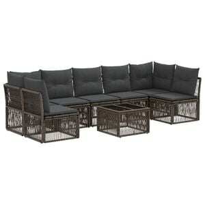 vidaXL Vrtna sedežna garnitura 8 pcs Siva poli ratan