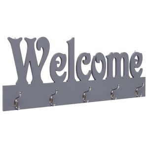 vidaXL Stenski obe&scaron;alnik za pla&scaron;če WELCOME siv 74x29,5 cm