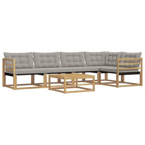 vidaXL Zunanja garnitura za sedenje 6 pcs Bela in svetlo siva