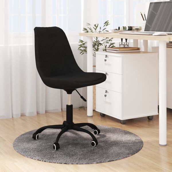 vidaXL Vrtljiv jedilni stol črno blago