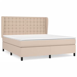 vidaXL Box spring postelja z vzmetnico kapučino 160x200cm umetno usnje
