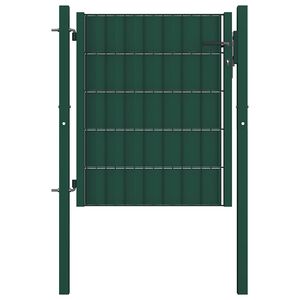 vidaXL Ograjna vrata PVC in jeklo 100x81 cm zelena