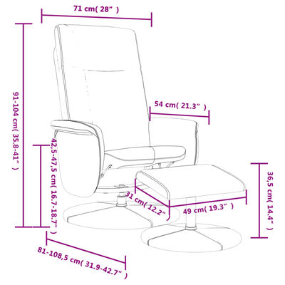 vidaXL Naslanjač s stolčkom za noge sivo umetno usnje