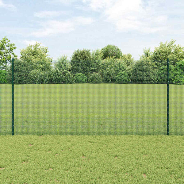vidaXL Ograja s stebrom Zelena 1,2 x 10 m Jeklo in PVC
