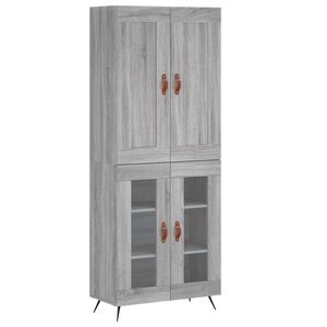 vidaXL Visoka komoda siva sonoma 69,5x34x180 cm inženirski les