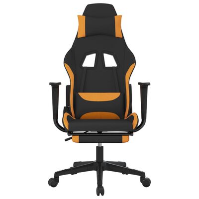 vidaXL Gaming stol z oporo za noge črno in oranžno blago