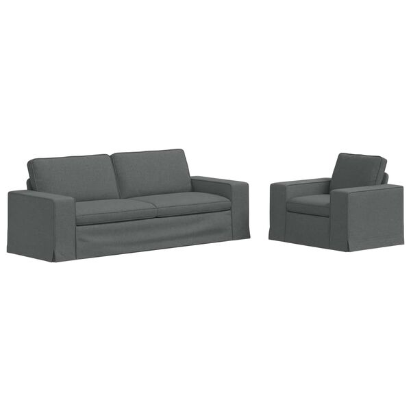 vidaXL Kavč 2 pcs Temno siva 182 x 80 x 82 cm blago