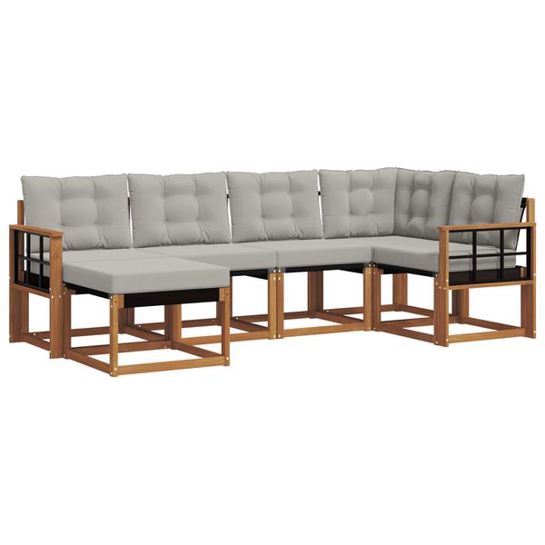 vidaXL Zunanja garnitura za sedenje 6 pcs Naravna in svetlo siva