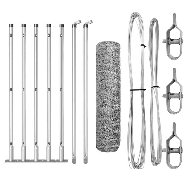 vidaXL Steber ograje. srebrna 10 x 0,5 m (50 mm mreža) Jeklo