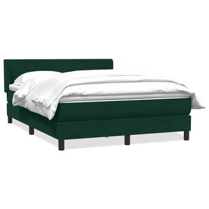 vidaXL Box spring postelja z vzmetnico temno zelena 160x210 cm žamet