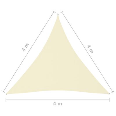 vidaXL Senčno jadro oksford blago trikotno 4x4x4 m krem