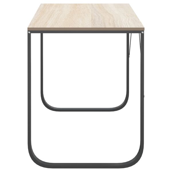 vidaXL Računalniška miza črna in hrast 110x60x73 cm iverna plošča