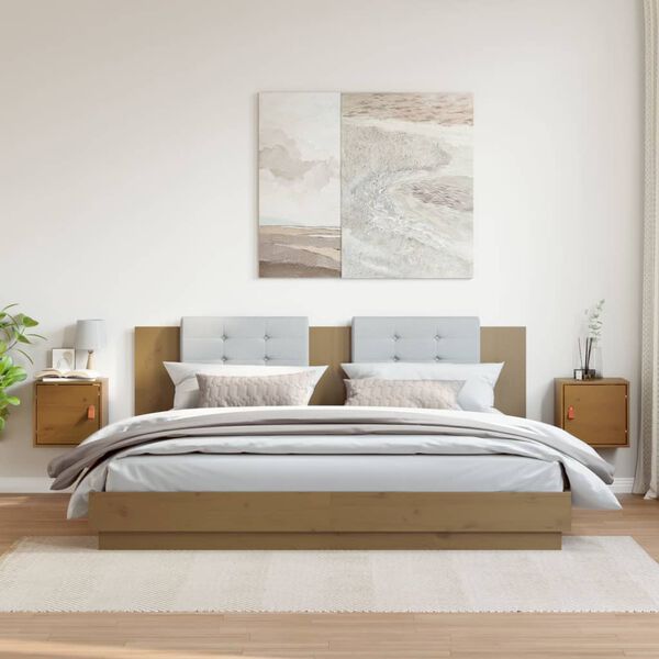 vidaXL Stenska omarica 2 kosa medeno rjava 31,5x30x30cm trdna borovina